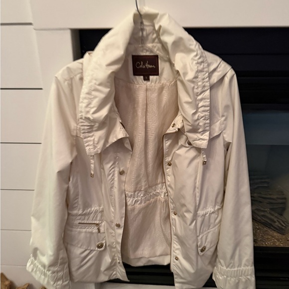 Cole Haan Women's white/cream Utility Jacket size Small  classy, clean, supreme - Picture 2 of 13